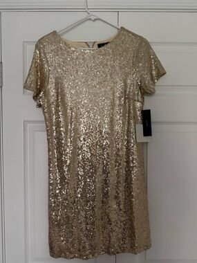 Lulus Gold Sequin Short Sleeve Party Dress - NWT